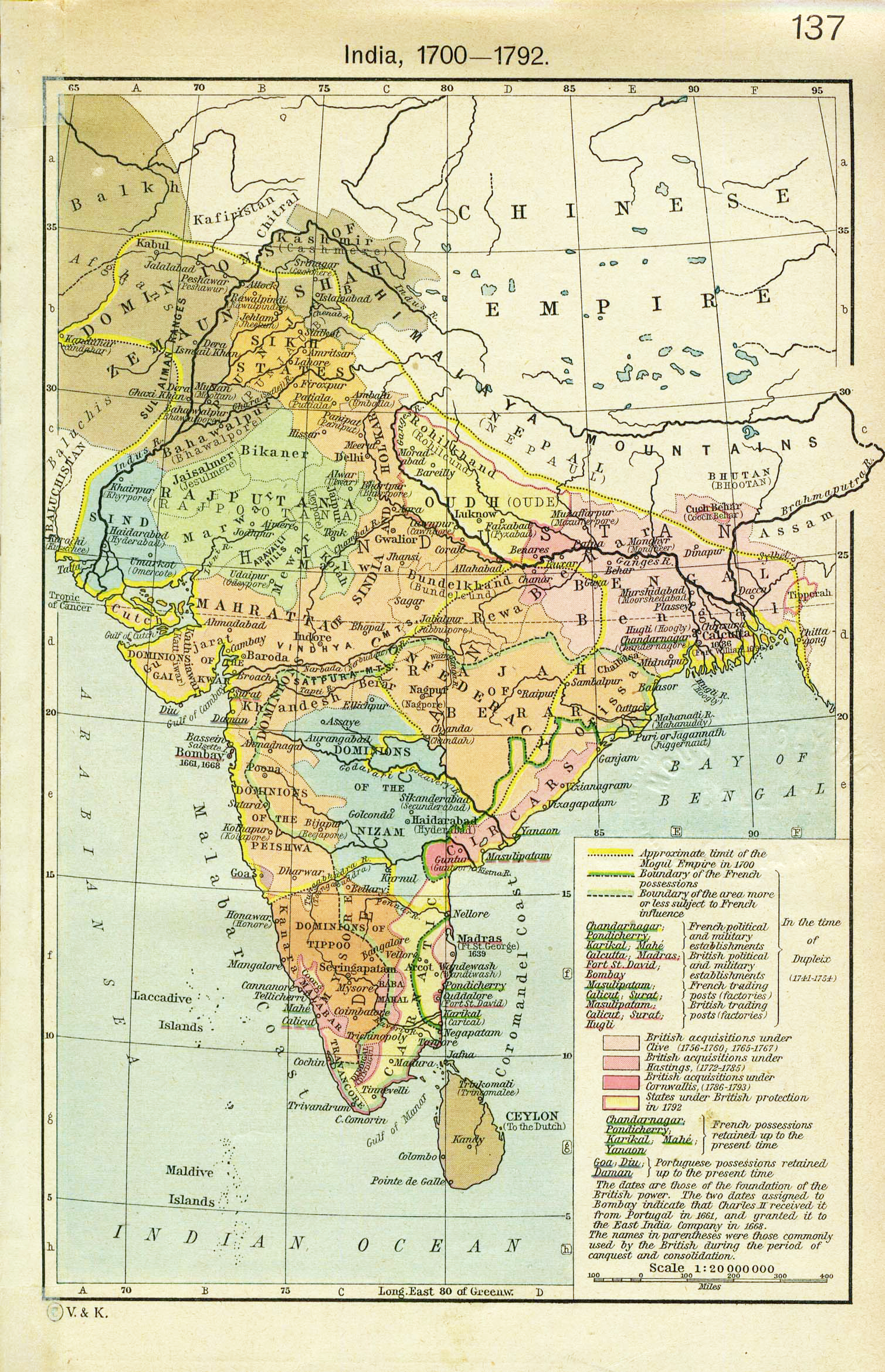 India (1700-1791) - The Historical Atlas by William R. Shepherd, 1923