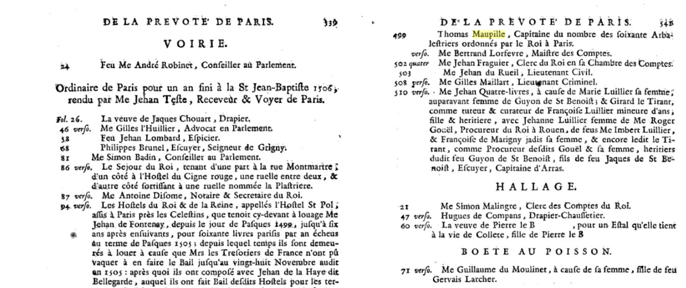 1506 Thomas Maupilé - Histoire et recherches des antiquites de la ville de Paris par Mr.Henri p541