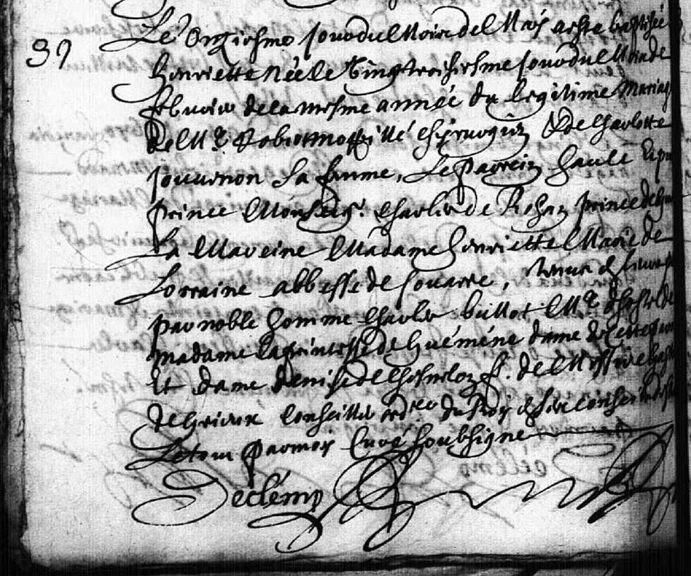 baptême d'Henriette Mopille le 11 Mai 1670 à Coupvray
